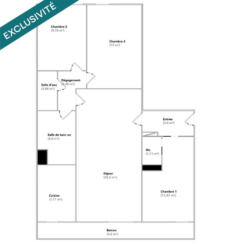 Appartement - 82 m² - 4 pièces