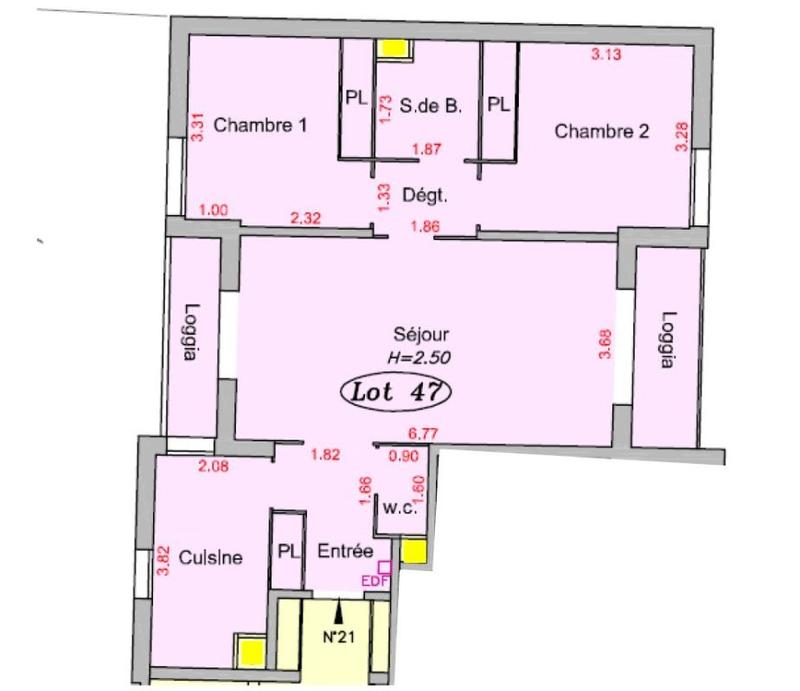 Appartement - 68 m² - 3 pièces