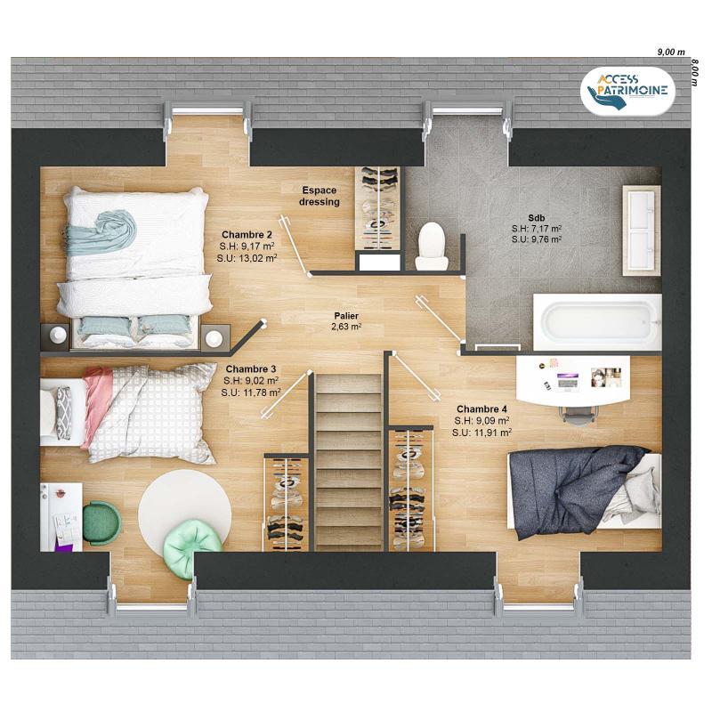 Maison - 93 m² - 6 pièces