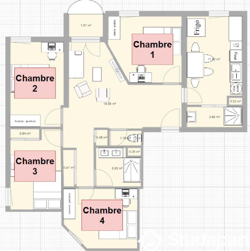 Chambre - 10 m² - 1 pièce