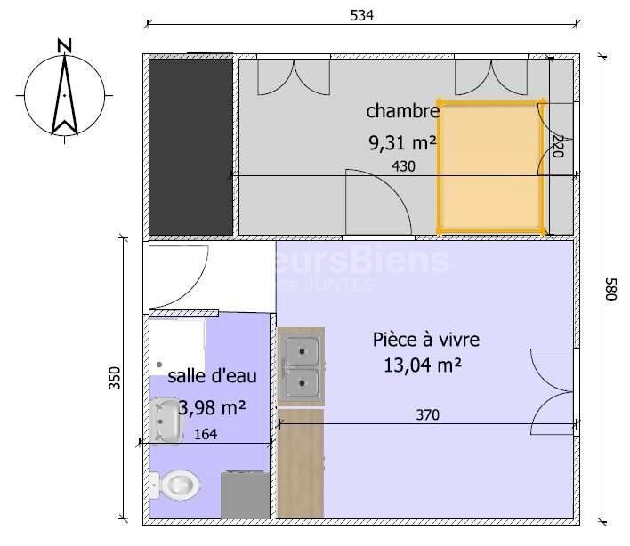 Appartement - 27 m² - 2 pièces