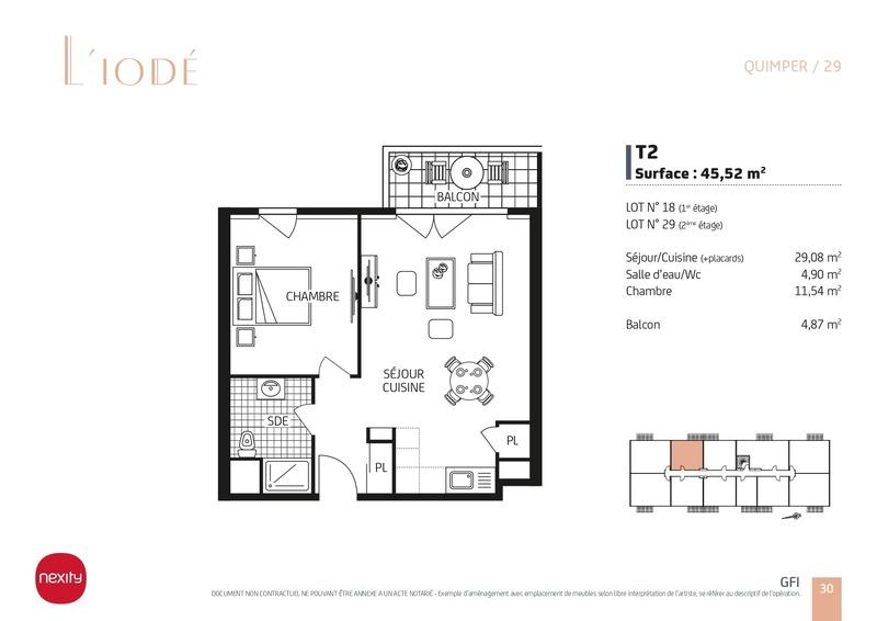 Appartement - 46 m² - 2 pièces