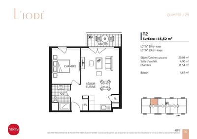 Appartement - 46 m² - 2 pièces