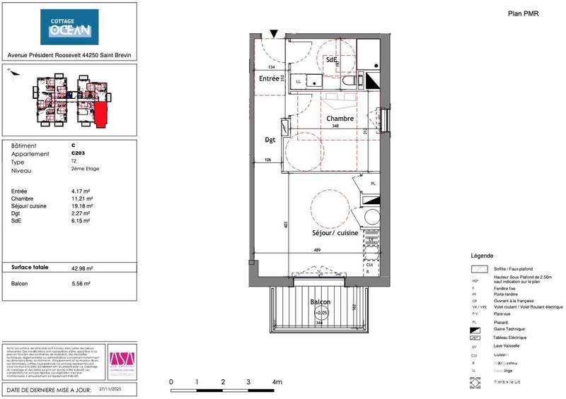 Appartement - 43 m² - 2 pièces