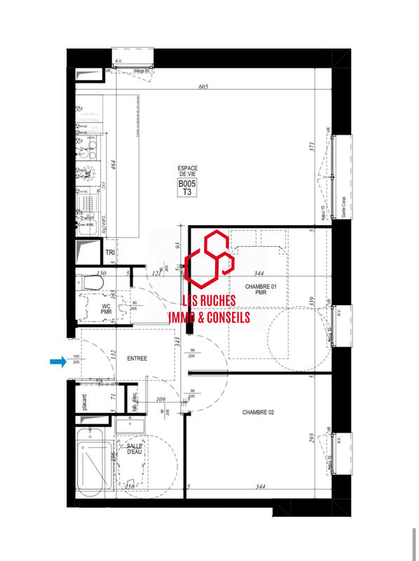 Appartement - 59 m² - 3 pièces
