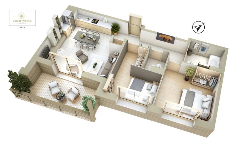 Appartement - 64 m² - 3 pièces