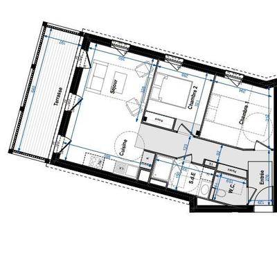 Appartement - 59 m² - 3 pièces