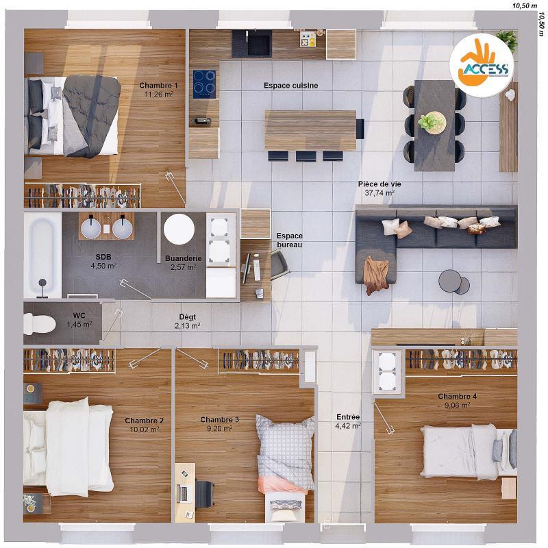 Maison - 92 m² - 6 pièces