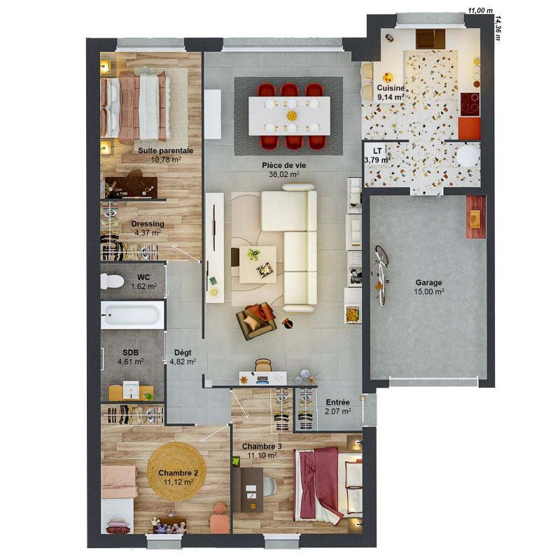 Maison - 102 m² - 5 pièces