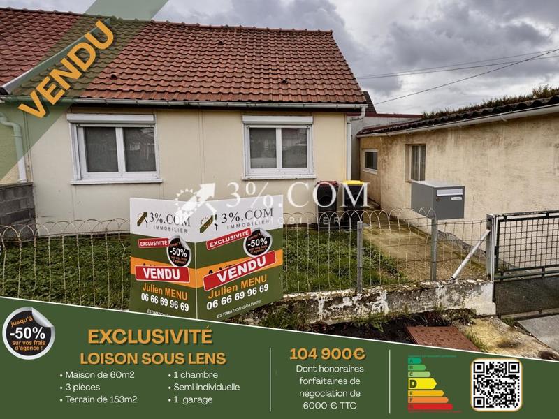 Maison - 60 m² - 3 pièces