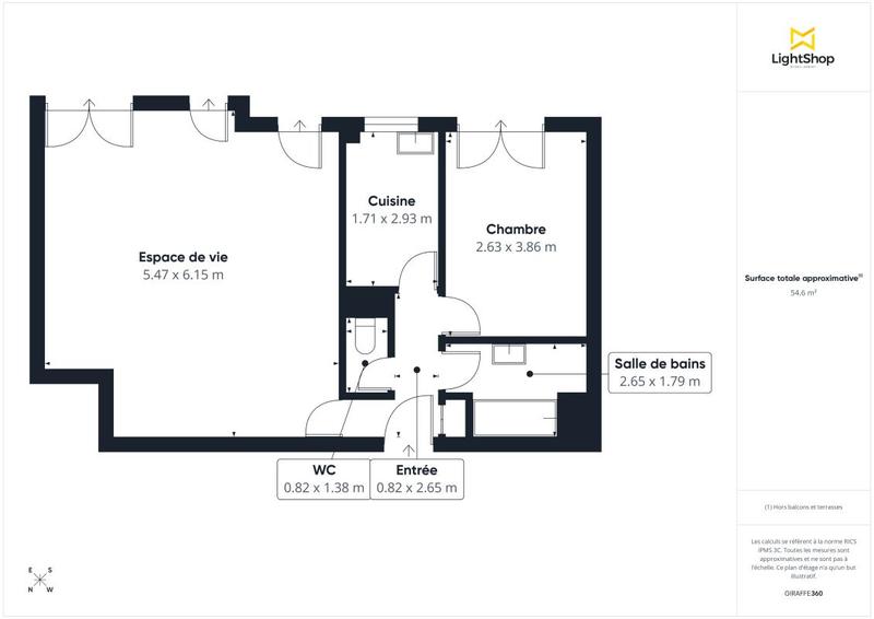 Appartement - 56 m² - 2 pièces