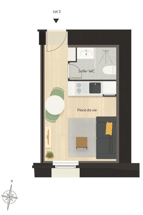Appartement - 15 m² - 1 pièce