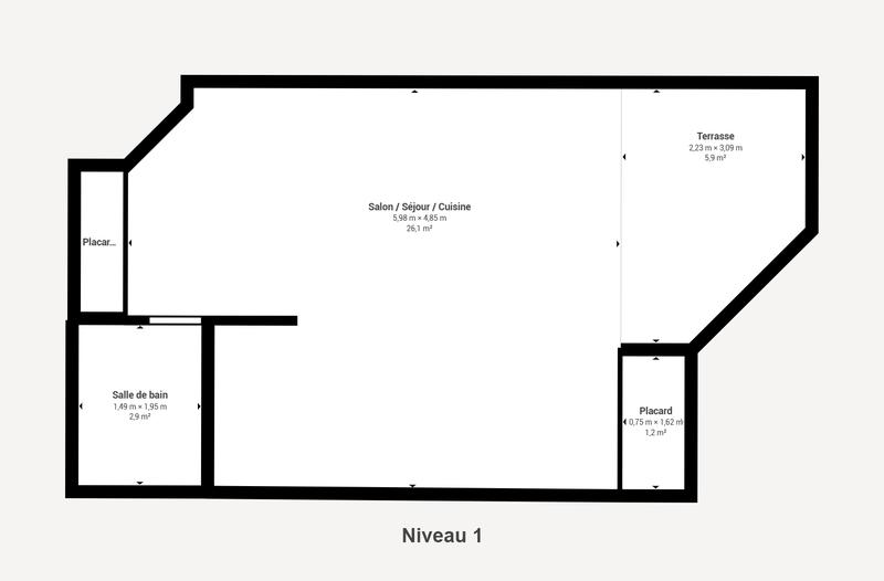 Duplex - 34 m² - 3 pièces