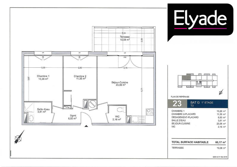 Appartement - 60 m² - 3 pièces