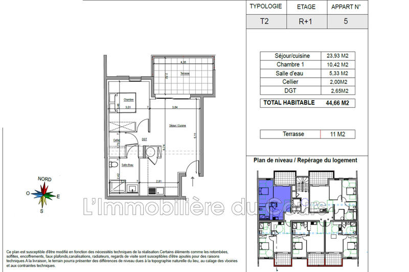 Appartement - 45 m² - 2 pièces