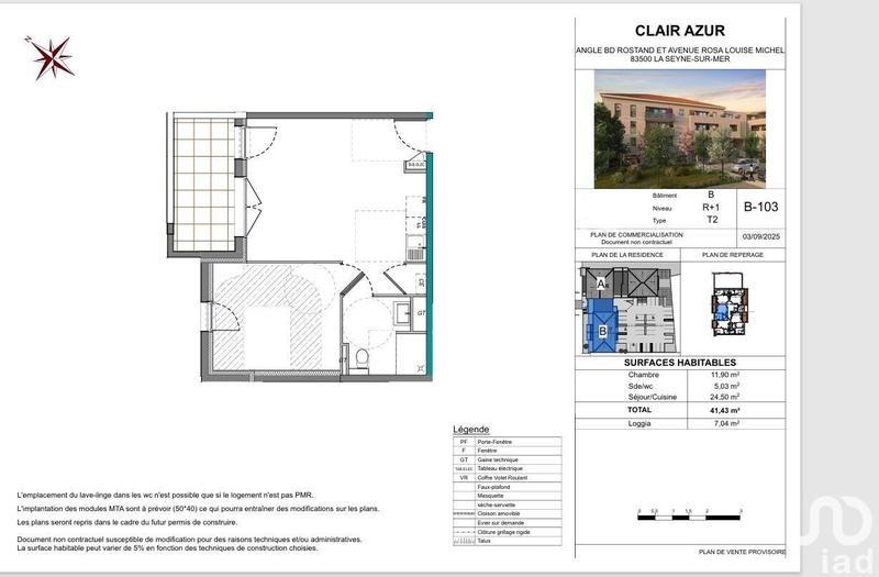 Appartement - 41 m² - 2 pièces