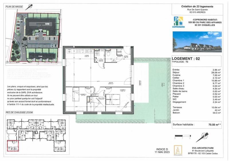 Appartement - 70 m² - 3 pièces