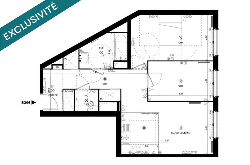 Appartement - 64 m² - 3 pièces