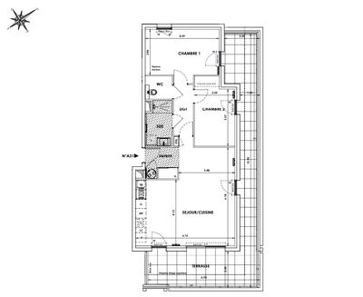 Appartement - 72 m² - 3 pièces