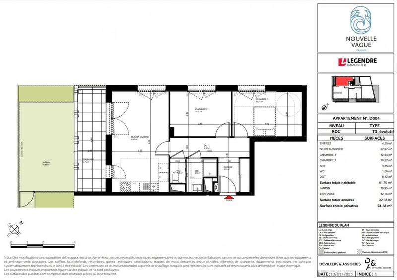Appartement - 62 m² - 3 pièces