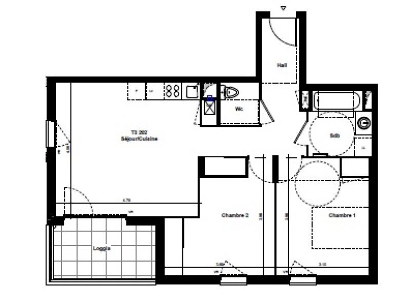 Appartement - 61 m² - 3 pièces