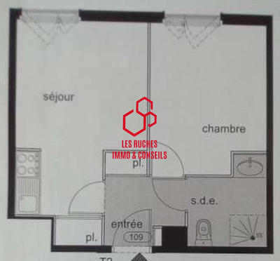 Appartement - 33 m² - 2 pièces