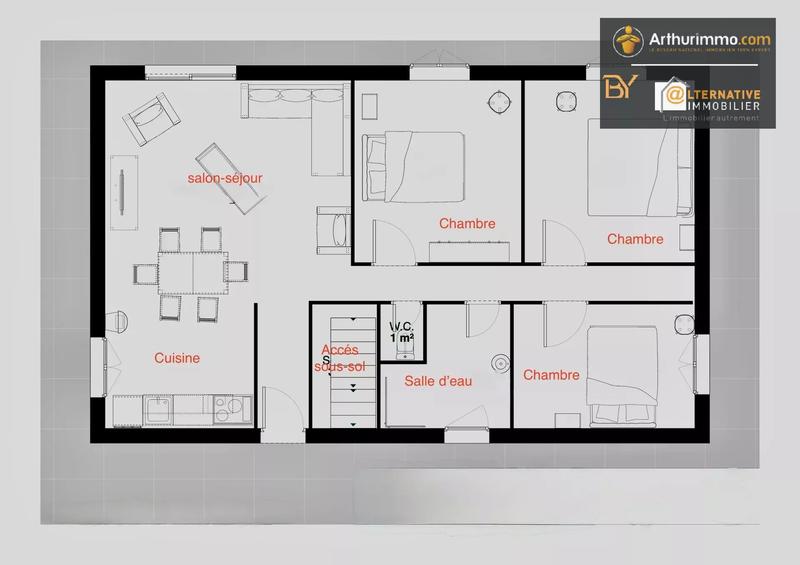 Maison - 83 m² - 5 pièces