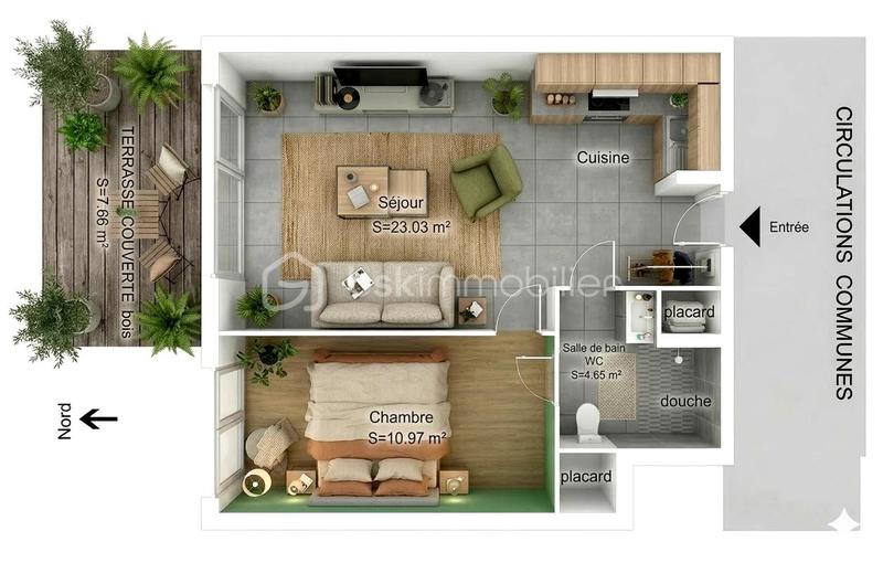 Appartement - 38 m² - 2 pièces