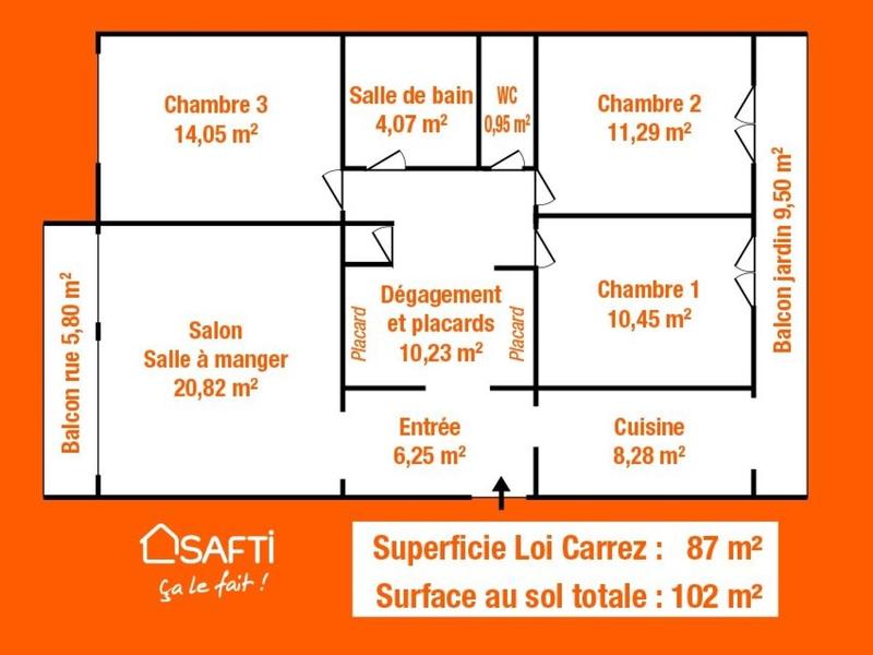 Appartement - 87 m² - 4 pièces