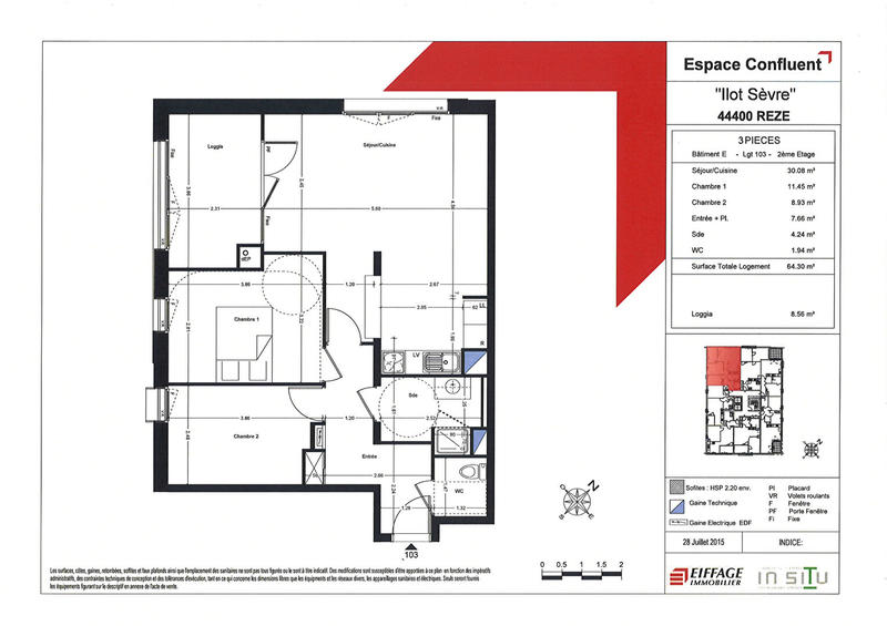 Appartement - 64 m² - 3 pièces