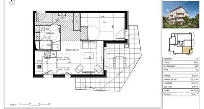Appartement - 49 m² - 2 pièces