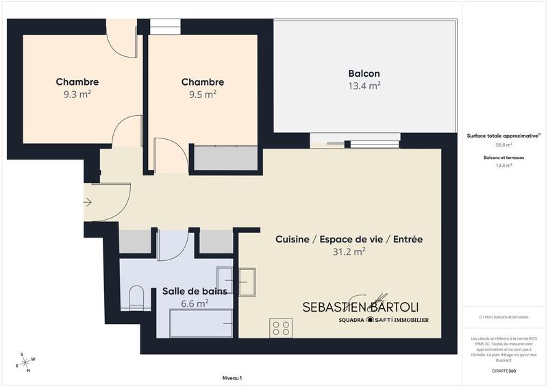 Appartement - 60 m² - 3 pièces