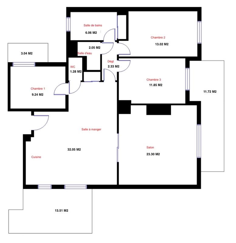 Appartement - 102 m² - 5 pièces