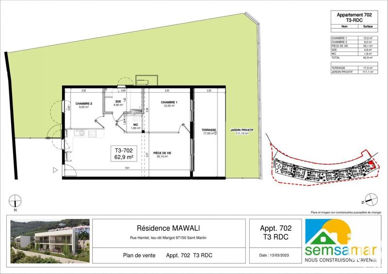 Appartement - 63 m² - 3 pièces