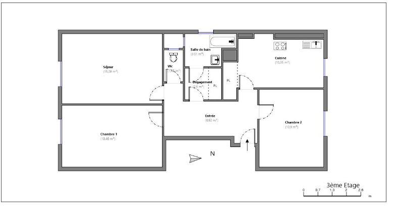 Appartement - 67 m² - 3 pièces