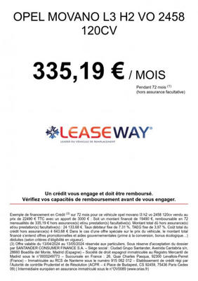 Opel Movano Fg F3500 L3h2 2.3 Cdti 170 Biturbo Start/Stop