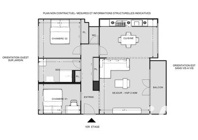 Appartement - 72 m² - 3 pièces