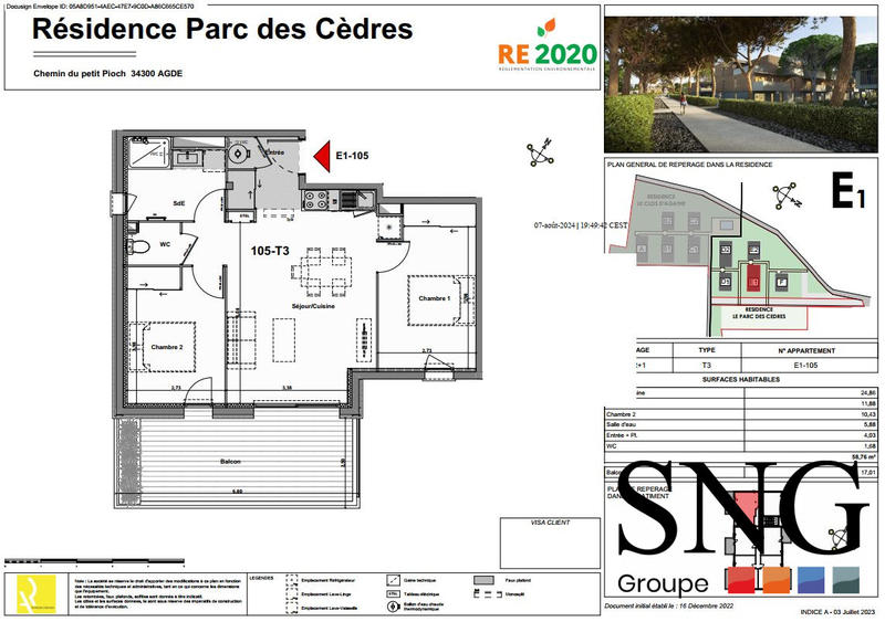 Appartement - 60 m² - 3 pièces