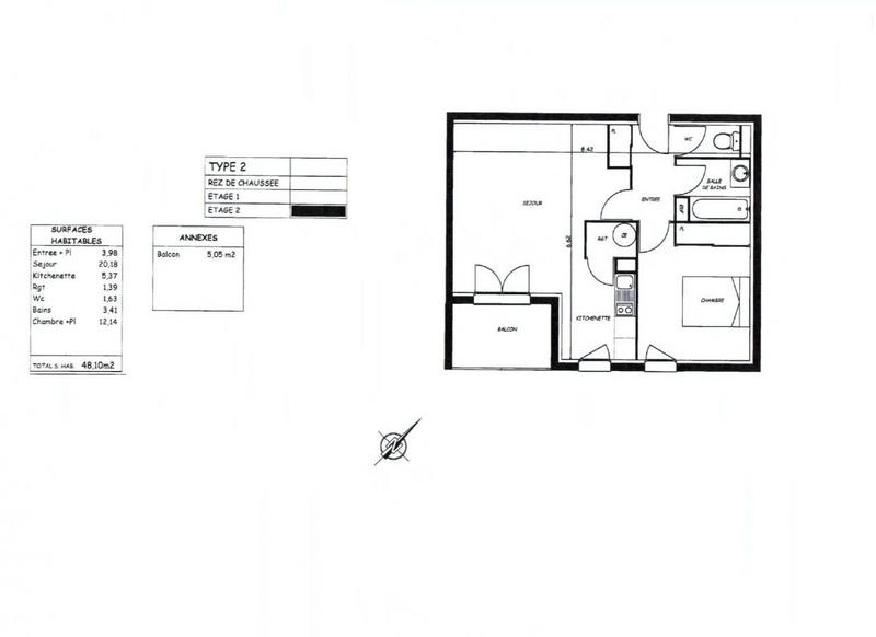 Appartement - 48 m² - 2 pièces