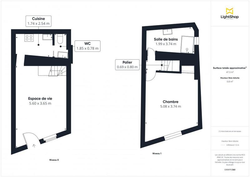 Maison - 46 m² - 2 pièces
