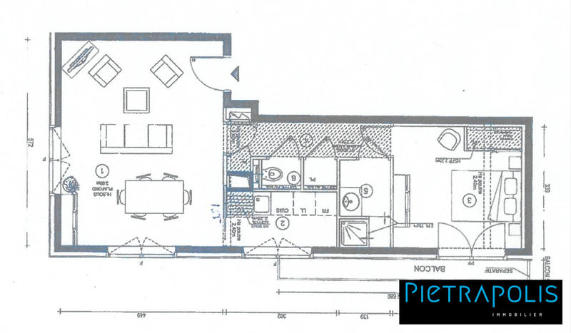 Appartement - 52 m² - 2 pièces