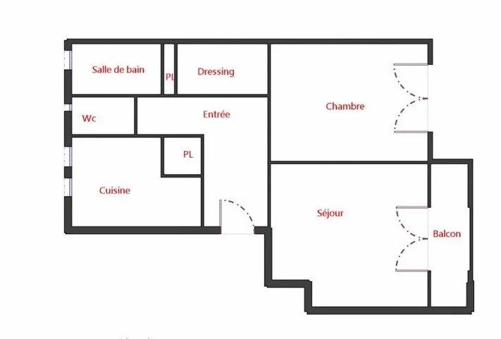 Appartement - 49 m² - 2 pièces