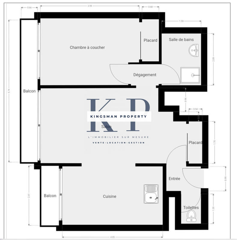 Appartement - 46 m² - 2 pièces