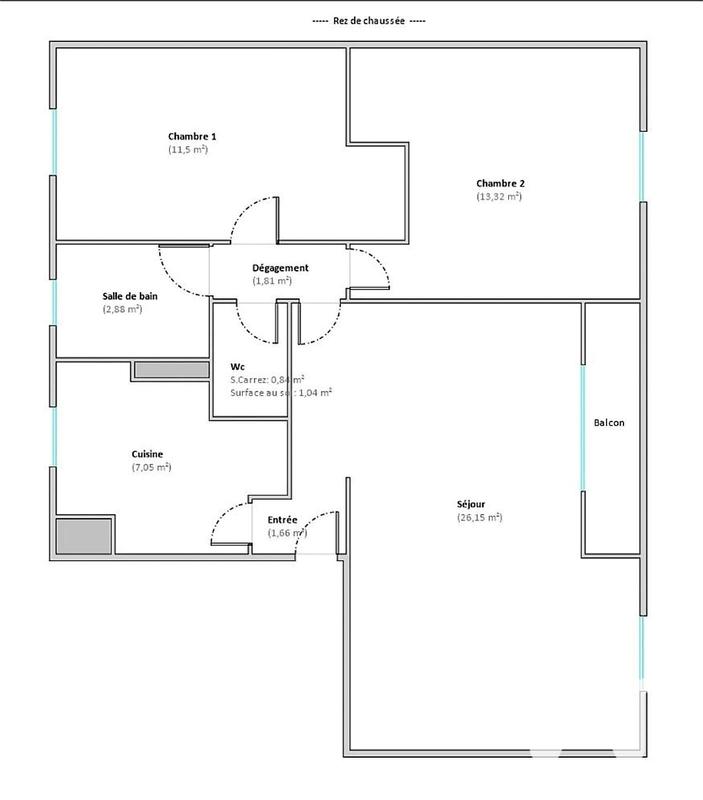 Appartement - 65 m² - 4 pièces
