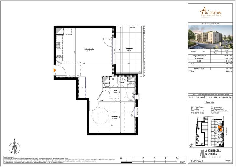 Appartement - 42 m² - 2 pièces