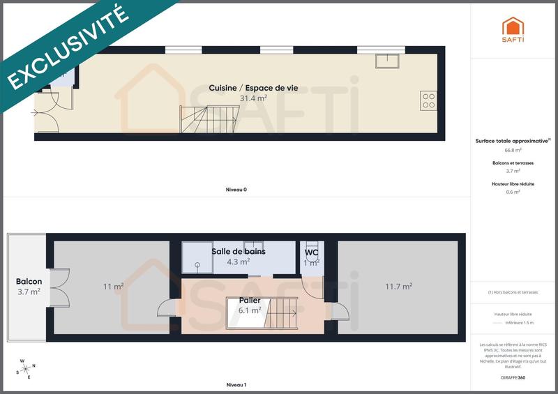 Maison - 67 m² - 3 pièces