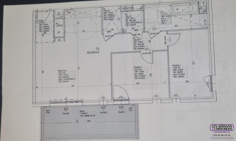 Appartement - 66 m² - 3 pièces