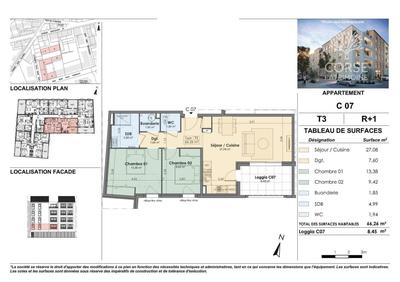 Appartement - 66 m² - 3 pièces