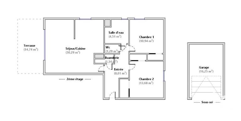 Appartement - 70 m² - 3 pièces