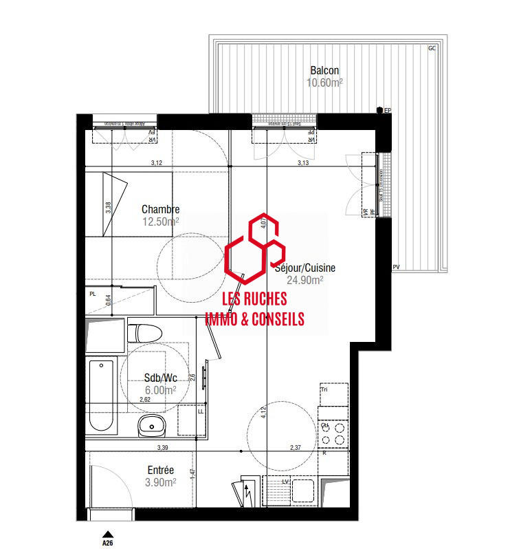 Appartement - 47 m² - 2 pièces